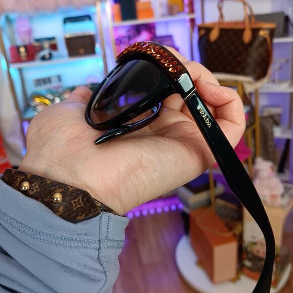 Prada Swarovski Crystal Ombré Cat Eye Brown Sunglasses